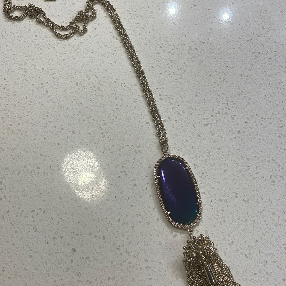 KENDRA SCOTT BLUE IRIDESCENT DANIELLE NECKLACE